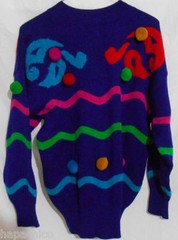ESCADA Vintage Pullover Sweater Purple 10 40 Pom Pom Purple Red Green Pink Blue