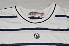 Vintage T-Shirt Huntington Ridge Size M 90s Navy Blue White Stripe Ringer