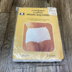Vintage Sears Combed Cotton Elastic Leg Briefs Size 7 – 3 Assorted Color/3 White