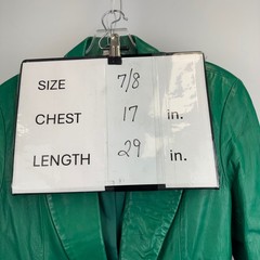 Michael Hoban North Beach Green Leather Blazer Jacket Vintage Womens Size 7/8