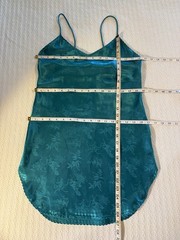 Vintage 80s Turquoise Blue Satin Slip Mini Dress Asian Brocade Boho Glam Doll M