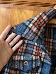VTG 1960s Handmade WOOL Plaid Shacket Button Up Flannel Expert Seamstress XS-S