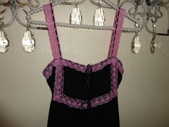 VTG ’90S NWT BETSEY JOHNSON BLACK & LILAC LACE EMPIRE WAIST BABYDOLL SLIP SIZE 2