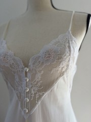 VTG 70s Barbizon White Lace Maxi Nightgown Slip S Fairy Whimsi Feminine Bridal