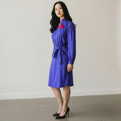 Vintage 1980s Schrader Sport Blue Pink Polkadot Dress with Belt and Pocket – SP