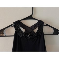 Lauren Ralph Lauren Vintage Black Halter Gown Beaded Neck Open Back Dress Size 8