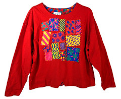 Vintage Art To Wear by Ken Done Sweatshirt Women Top Puffy Art Retro Colorful L