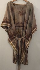 Vtg Florence Silk Kaftan Dress With BeIt Imported From Latina Italy 4-16
