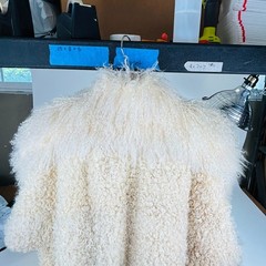 Vintage Tibetan Mongolian Lamb Fur Coat White Ivory Curly Shag Women’s small 80s