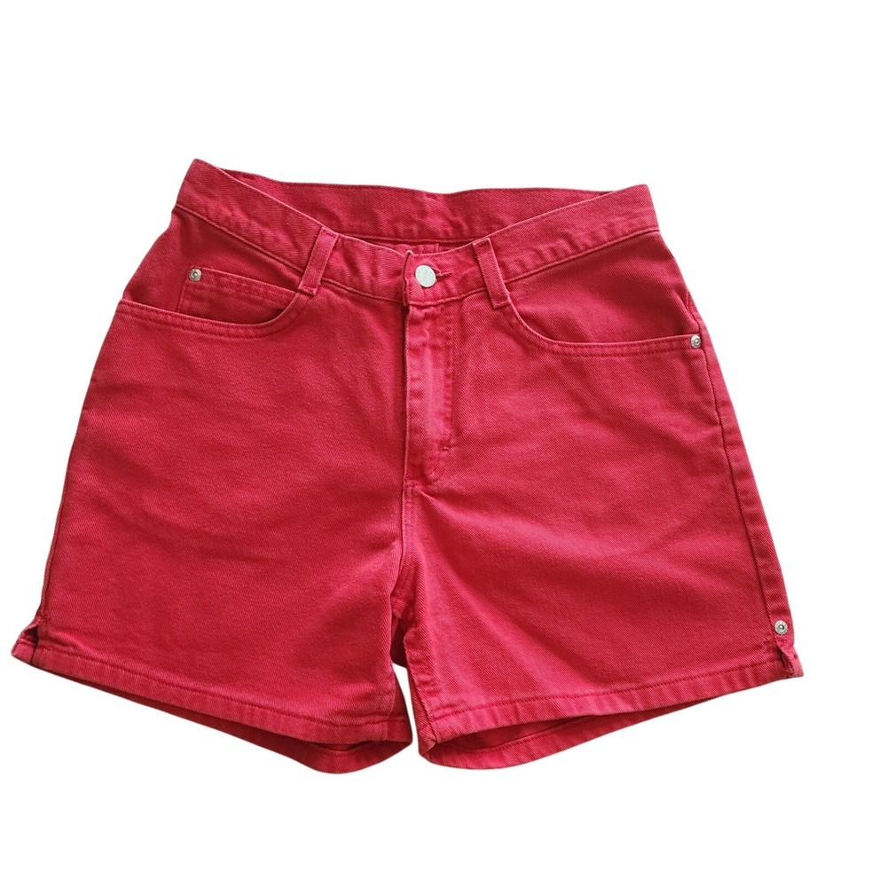 Vintage Lee Riders Red Denim Shorts Womens 8M High Waisted Made in USA Cotton