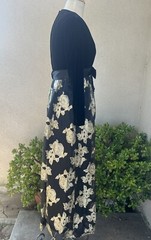 Vtg Glam Maxi Evening Dress Black Gold Velvet Brocade Chiffon 6 Sm Roger Milot