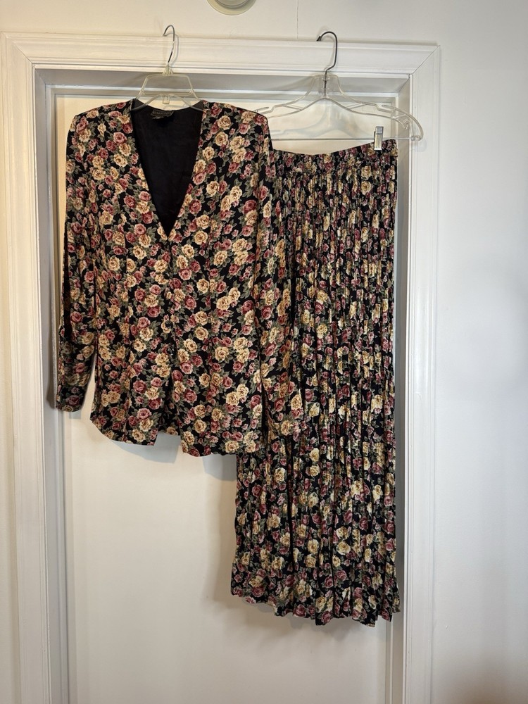 Vintage Star Of India Pants Jacket Floral Set Medium Amazing