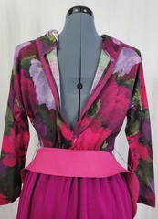 Vintage EJM Petites Pink/Purple/Green Floral Top w Magenta Skirt Size 6P