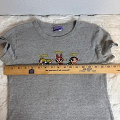 Vintage 2000 Powerpuff Girls Baby Tee Gray Ribbed Perfect Little Angels Small