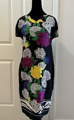 Vintage GENNY Multicolor Floral Silk Dress, Short Sleeves, Made In Italy