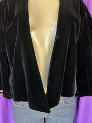 TRUE VINTAGE Black Velvet Swing Capelet Wide 3/4 Sleeves *Size S