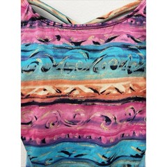 Vintage Robby Len Women’s Size 8 One Piece Swimsuit Criss Cross Back Multi Color