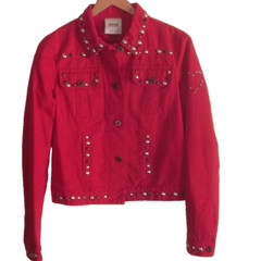 Moschino Womens Size 6 Cheap & Chic Red Embellished Cropped Jacket Made in Italy
