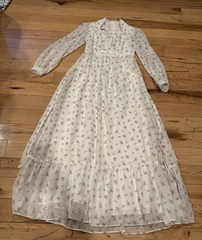Gunne Sax by Jessica Vintage 1970s Victorian Maxi Dress Floral Lace