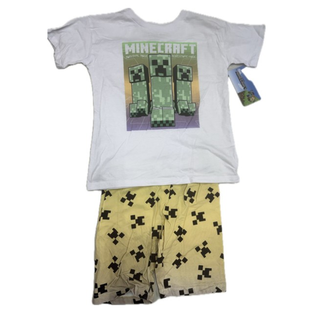Minecraft Boys 2 PC Short Set Creeper Tee Yellow Adventure Survival Mode NWT
