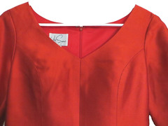 LILY SAMII Couture Red Silk Dress Sz 4 6 Small