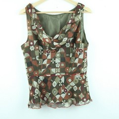 Vintage S M Blouse Quirky Peplum Chiffon Floral Whimsigoth Officecore Y2K Retro
