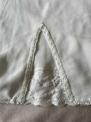 Vntg Eve Stillman Couture NY Ivory Satin Half Slip/Midi Skirt Floral Lace SMALL