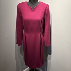Vintage Maggy London Wool Dress Purple Long Sleeve Sz6P Fully Lined