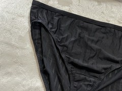 Vtg WARNER’S Unmentionables 01677 Polyester Striped 9/2XL Black Brief Panties
