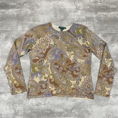 vintage Lauren Ralph Lauren long sleeve shirt M silk cashmere paisley print y2k