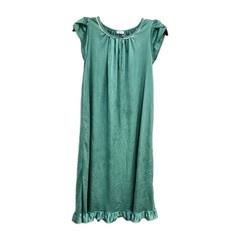 Vintage 80s Kelly Green Night Gown Liquid Soft Lined Youth Size XXXL or Women S
