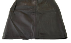 VTG HANDMADE Black Skirt 100% Genuine Leather Back Zipper Vent Made in Argentina