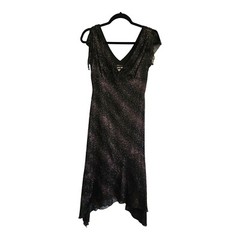 Byer Too! Y2K Dress SZ M Black Purple Glitter FAIRYGOTH WHIMSYGOTH Asymmetrical