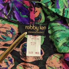 Vintage 80s 90s Bright Floral Beach Coverup Medium w/ Pockets ILGWU Union Made
