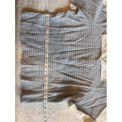 Vintage Blue White Plaid Button Up Blouse Camp Collar Short Sleeve Large USA