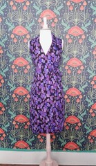 Vintage 90’s Y2K Purple Black Geometric Sleeveless Disco Wrap Knit Dress S
