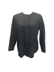 Harve Benard Petites By Benard Holtzman 8P Black Button Up Top Blazer Vintage