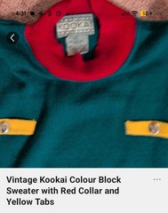 Made In France Kookai Colorblock Knit Sweater Dress Green Yellow Wool Acrylic