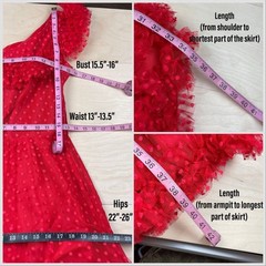 Vintage 1970s Red Polka Dot Ruffled One Shoulder Tulle Dress | 26″-27″ Waist