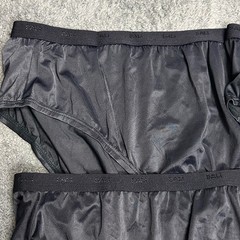 3 Pair Vintage Bali 24602 Black Nylon Satin High Cut Bikini Brief Panties Sz 12