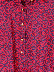 VTG Schrader RED & NAVY BLUE PRINT Dress Set BANDED HEM TOP & PLEATED SKIRT 8-P