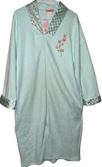Vtg Loti Fashion Quilted House Dress Satin Trim Roses Full Zip Grannycore 1X NWT