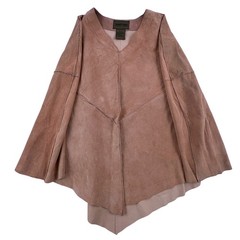 Brandon Thomas Women’s L Poncho Pink Suede Leather V-Neck Western Vintage