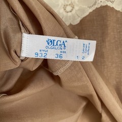 Vintage Olga Camisole Size S EU 36 Brown White Nylon Lace Coquette Lingerie