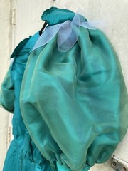 Vintage 80s Thierry Mugler Paris Iridescent Dress Puff Sleeve Archival Green