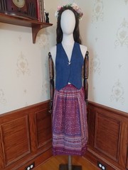 Vintage 1970s Patty O’Neill Cotton Denim Floral 2 Piece Boho Prairie Dress