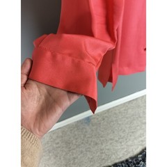 Vintage 100% Silk Talbots Button Front Blazer Blouse Coral Minimalist Top 10