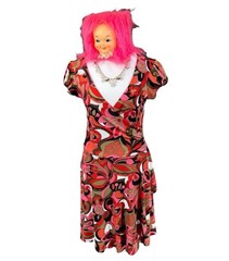 VINTAGE 1990s Y2K RUFFLE WHIMSICAL FLORAL DRESS WITCH FOREST FAIRY ETHEREAL CLUB