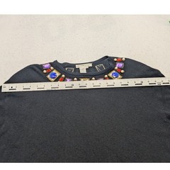 Vintage Outlander Sweater Womens 2+ Black Lambswool Angora Beaded Shoulder Pads