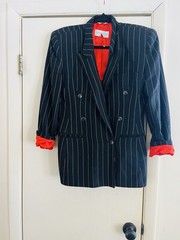 VTG 90s Avant Garde Old Money Structured Pinstripe Double Breasted Blazer M